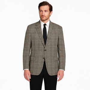 Lauren Ralph Lauren 100% Wool Prince of Wales Check Blazer 46R Black Cream Brown